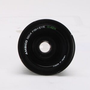 Ambico semi fish-eye 0.42x lens with vintage leather canon case
